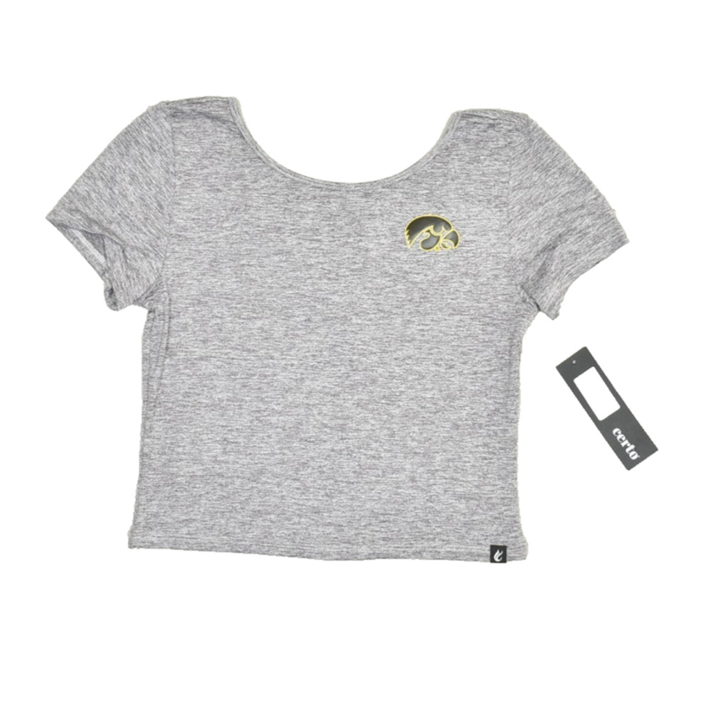 NEW Certoc Scoop Back Tee Size M Dark Haze Gray Short Sleeve Top Iowa Hawkeye